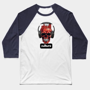 Red Skull Culture, Festival t-shirt, Unisex t-shirt, tees, men's t-shirt, women's t-shirt, summer t-shirt, trendy t-shirt, headphones Baseball T-Shirt